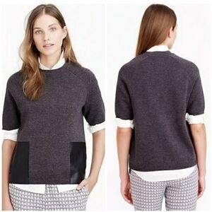 J. Crew Merino Wool Leather Pocket Tee Sz XS